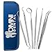 Omni Dental 6-Piece Dentist Tool Kit Bundle of Stainless Steel Tarter Remover, Anti-Fog Mirror, Tweezers, Dental Pick/Scaler, Burnisher and Carry Case