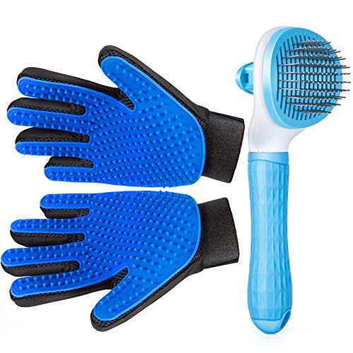 Pet Grooming Glove for Cat Dog, nomoypet Gentle Deshedding Brush Glove