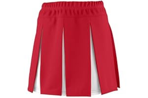 AUGUSTA SPORTSWEAR Ladies & Girls Contrast Colored Double Knit Poly Elastic Waistband Cheer Skirt (10 Colors)