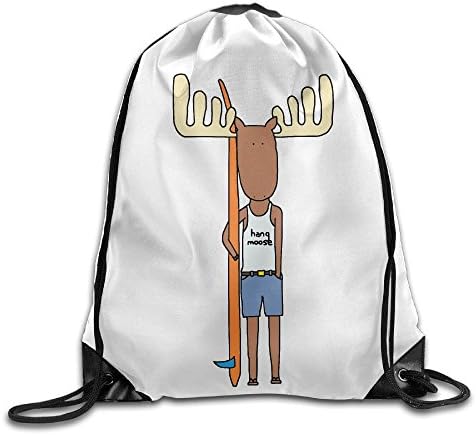 Gym Drawstring Backpack Bag For Men &amp; Women-hang Moose Surfer Dude
