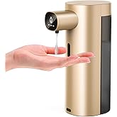 Automatic Liquid Soap Dispenser Touchless, USB Rechargeable Smart Hand Soap Dispenser, 13.5oz/400ml, 3-Level Adjustable, Compatible with Thick Thin Dish Soap for Bathroom Kitchen, Clog-Free (Gold)