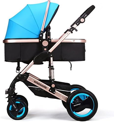 Miami Dress Luxury Newborn Baby Strollers Travel Systems Carriage Toddler Infant Stroller Pushchair Pram Foldable Anti-shock Baby Strollers (Sky Blue)