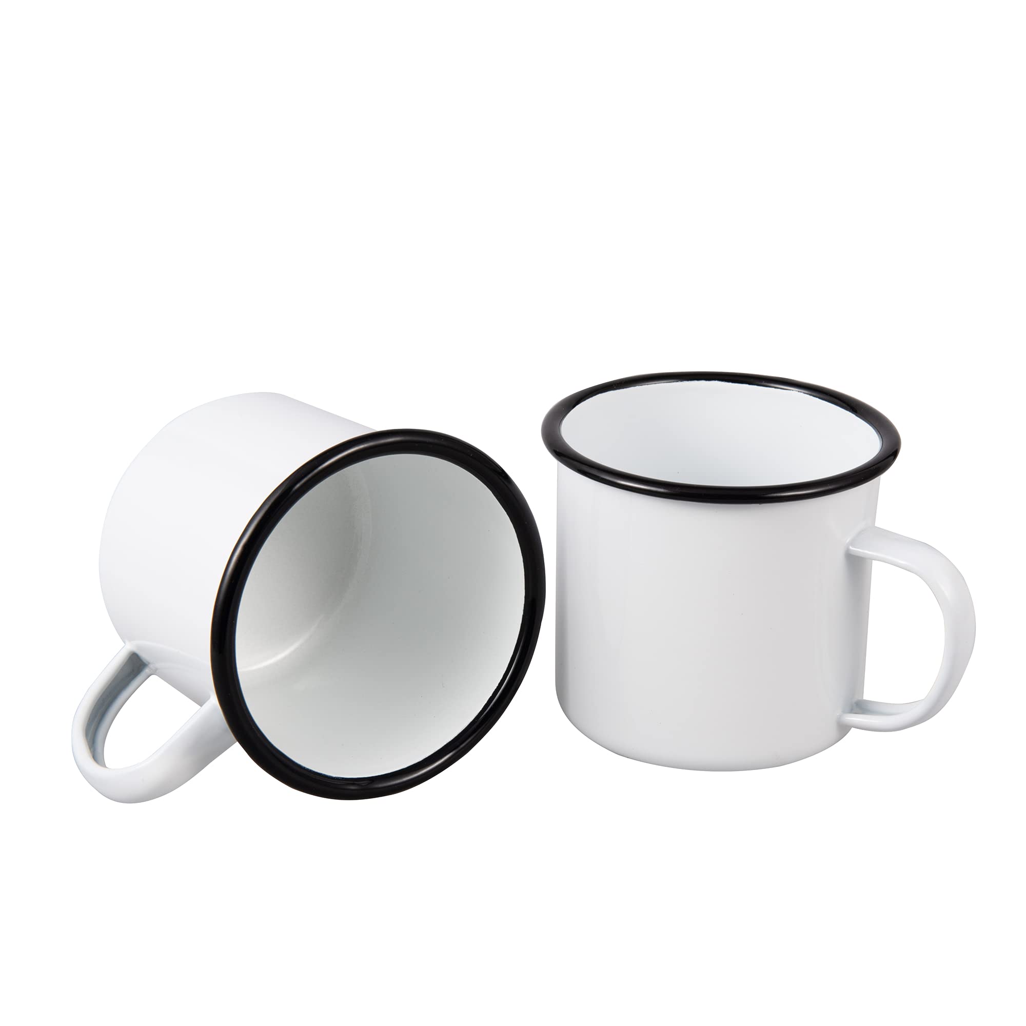 IMEEA 17oz/500ml Enamel Mugs White Camping Mugs Enamel Coffee Tea Mug Set Drinking Cups for Camping Picnic Home Office, Set of 2