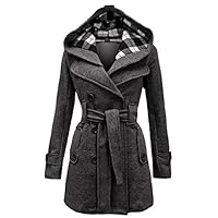 Noroze Womens Check Hood Plus Size Duffle Coat (16 (UK 20), Charcoal)