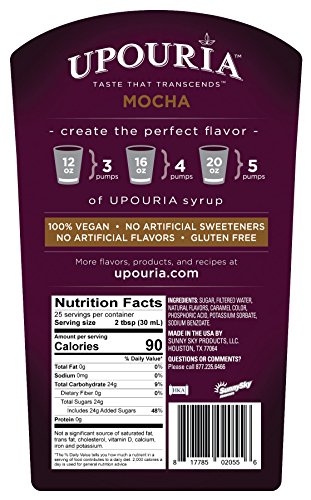 Upouria Coffee Syrup Variety Pack - Hazelnut and Mocha Flavoring, 100% Gluten Free, Vegan, and Non Dairy, 750 mL Bottle - 2 Coffee Syrup Pumps Included