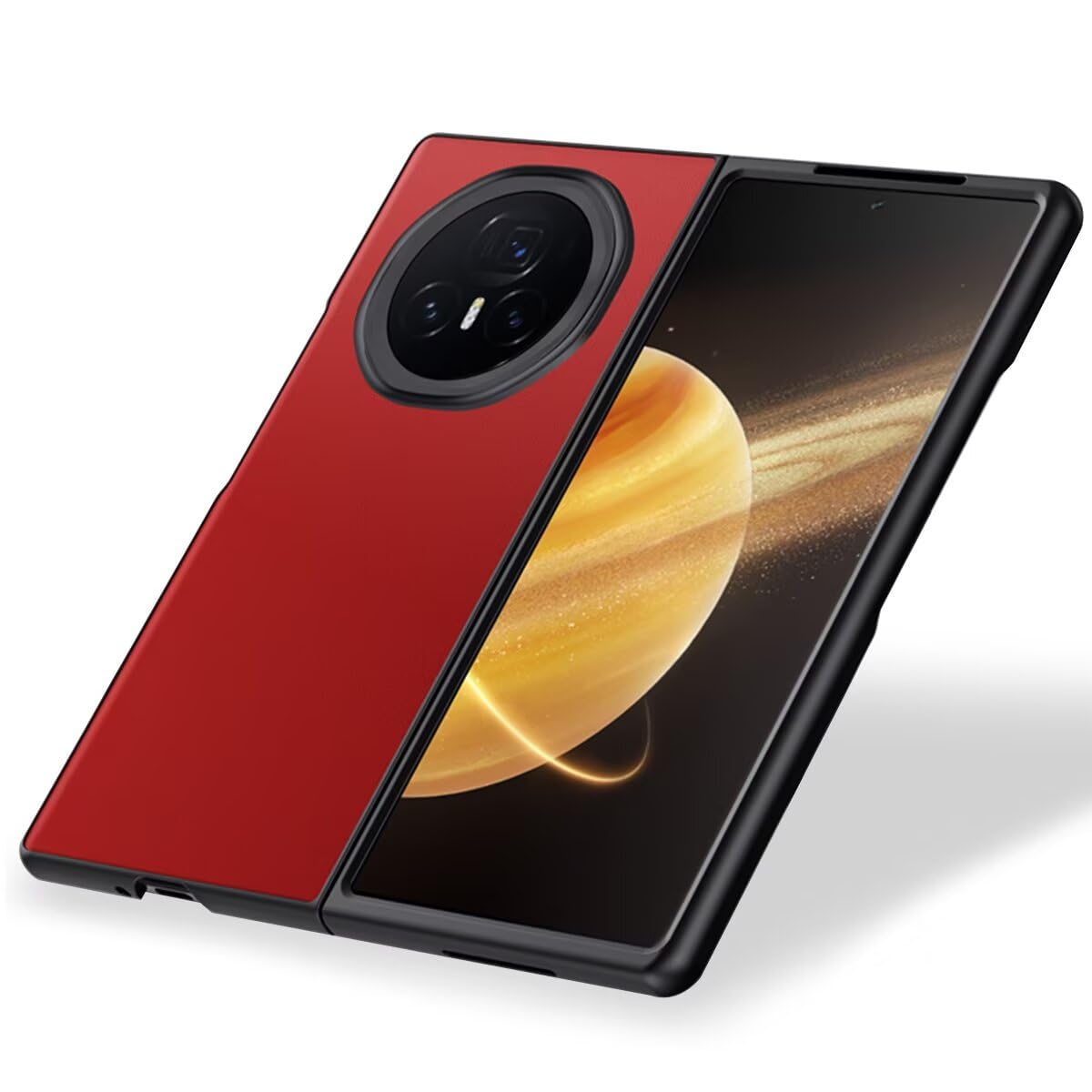 Longstong Phone Case Suitable for HONOR Magic V3 (7.92"), CODE Series Metal Leather Protective Cover - Red