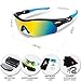 RIVBOS 805 Polarized Sports Sunglasses Sun Glasses with 5 Set Interchangeable Lenses for Men Women Cycling Baseball(Black&Blue)