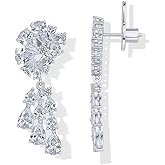 PAVOI 14K Gold Plated Crystal Chandelier Earrings for Women - 925 Sterling Silver Posts Statement Cubic Zirconia Drop Dangle Earrings for Brides - Crystal Cluster Long Dangle Wedding Jewelry