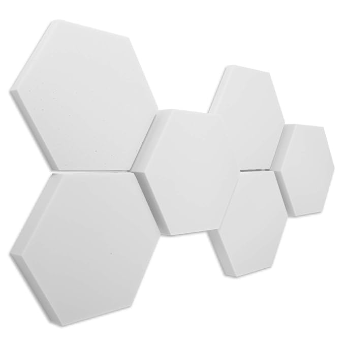 6 Basotect ® G+ Schallabsorber 3D-Set Hexagon Akustik Elemente - Stärke: 30/50 mm