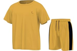 Essenclo Boys Athletic Shorts and Performance T-Shirt Crew Neck Boy Clothes Set, Summer Kids Outfit Size 3-16 (2 Pcs Set)