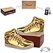 Odema Women High Top USB Charging LED Shoes Flashing Sneakers, Gold, 10 B(M) US