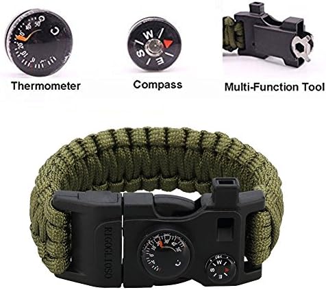 Camping Survival Bracelet Kit 500 LB - Outdoor Hiking Travelling with Landing Rope Cutting Tools and Other Functions