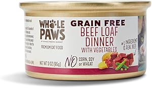Whole Paws, Grain-Free Wet Cat Food, Beef Loaf Dinner with Vegetables, 3 Ounce