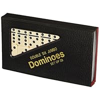 CHH Black/Cream Color Double 6 Jumbo Size Domino Tiles in Snap Vinyl Case