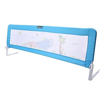 Klappbar Kinder Bettschutzgitter Babybettgitter Rausfallschutz Kleinkind Sicherheitsschutz 150cm/180cm 2 Farben (Blau, 180 X 