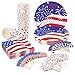 July 4th Decorations Disposable Dinnerware Set for Fourth of July Party Supplies Independence Day Decorations - 25 Plates, 25 Cups, 50 Napkins and 50 Cupcake Toppers(3 Styles) Included