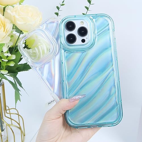 TODXARZC Water Ripple Pattern Case for iPhone 14 Pro Case Clear Curly Wave Frame 3D Soft TPU Shockproof Wavy Shape Phone Case for iPhone 14 Pro for Women Girls 6.1