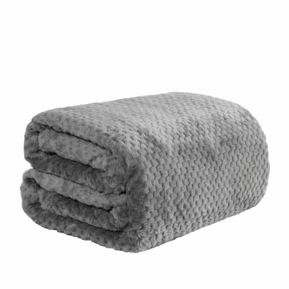 Dreamscene Throws for Sofas Large, Soft Warm Honeycomb Waffle Fleece Blanket for Bed Sofa Settee Fluffy King Size Blanket Winter Faux Fur Throw, Charcoal Grey - 200 x 240cm