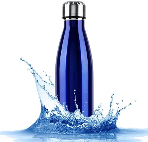 Top Q Stainless Steel Water Bottles 18-Ounce Double Wall Vacuum Insulated Perfect for Outdoor Sports Travel Camping Hiking Cycling Blue 500ml