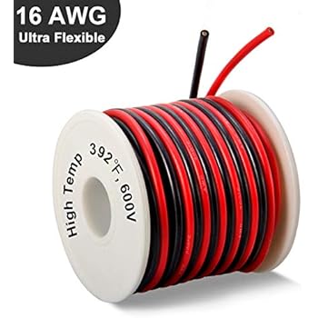 16 Gauge Silicone Wire Spool 50 Feet, Ultra Flexible High Temp 200 deg C 600V 16 AWG Stranded Wire with 252 Strands of Tinned Copper Wire, 25 ft Black and 25 ft Red Wire for Model Battery by MILAPEAK