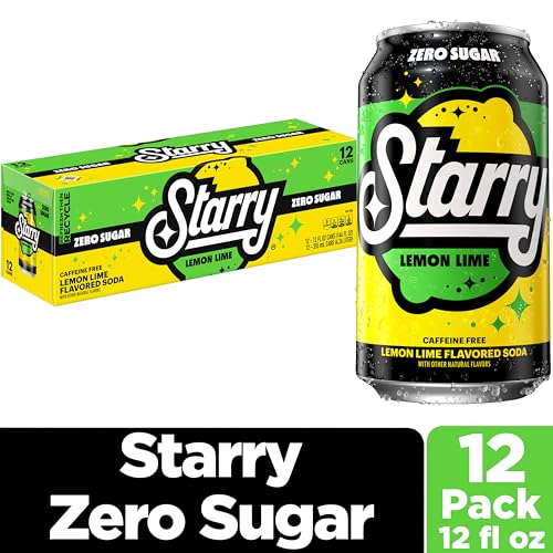 STARRY ZERO SUGAR LEMON LIME SODA, 12 FL OZ CANS (PACK OF 12)