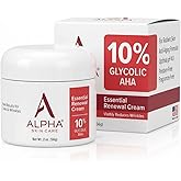 Alpha Skin Care Essential Renewal Cream, 10% Glycolic AHA, Anti-Aging Formula, Reduces Lines & Wrinkles, Alpha Hydroxy Acid Exfoliates for Smoother Skin, Normal, Sensitive or Dry Skin, 2 Oz