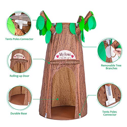 Kids Play Tents, Forest Hollow Tree House for Girls, Boys Pretend Play Game Props, Easy Assembly Pop Up Play Tent with Portable Carrying Bag, Age 3 - 7 (59" H x 44" W) - Thumbnail 3