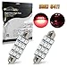 Partsam Red Car LED Lamps 42mm festoon 12SMD Interior Dome Map Lights Bulbs 12V 561 562 578, Pack of 2pcs