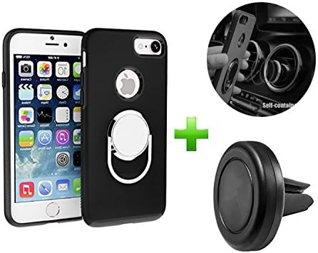 iPhone 7 Plus Case,Calmpal Hybrid Protective Automatically Magnet Attracting Rugged TPU Case with Ring Grip Kickstand,Bundle with Free Car Magnetic Phone Mount