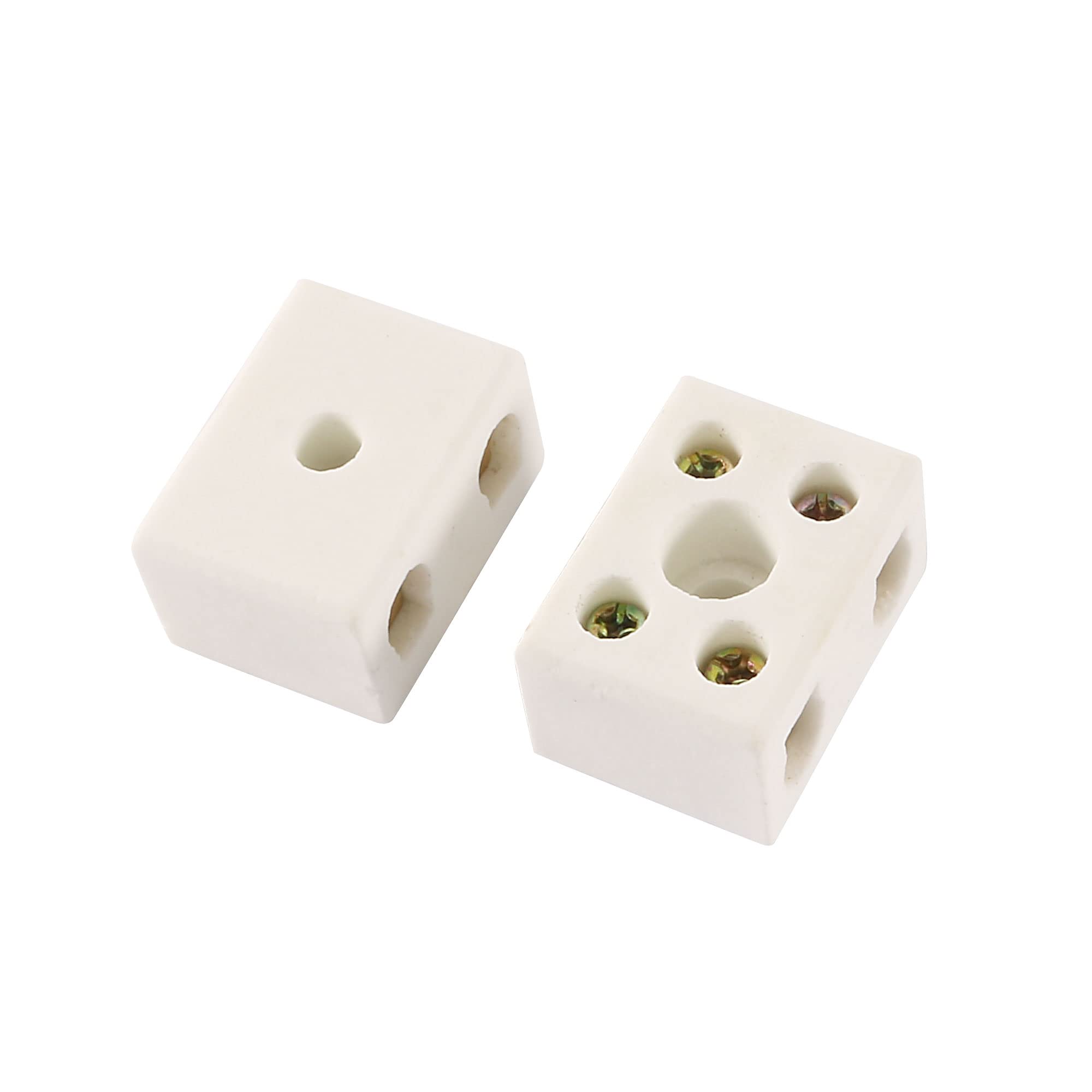 sourcing map 2 Way 15A Ceramics Terminal Blocks High Temp Porcelain Ceramic Connectors 2pcs