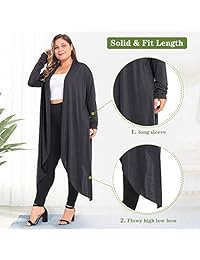 NUONITA Women's Plus Size Cardigans Long Sleeve Casual Open Front Drape Lightweight Duster Sweaters