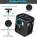 Bonaker Universal Travel Adapter Power Converters All-in-One International AC Plug Adapter Fast Charging Outlet with Smart 4 USB Ports(4.5A) for US UK AUS EU More Than 150 Countries in Black