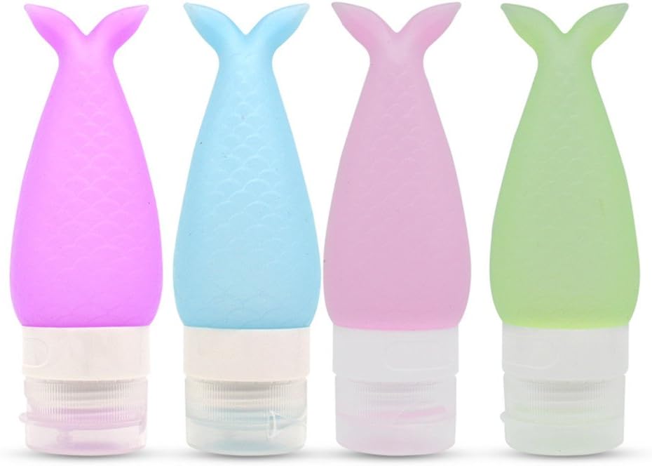 Xixihaha Leakproof Portable Silicone Travel Bottles Set Squeezable and Refillable Bottle Container for Shampoo, Conditioner, Lotion, Toiletries, TSA Approved Airline Carry-On（4 Set）