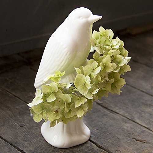 Unique White Ceramic Bird Flower Vase, Small Bud Vase for Short Flowers
