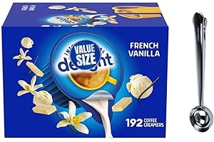 French Vanilla Coffee Creamer Singles, 192 Count, For Offices, Restaurants, Coffee Bar, Gift, Homes, Hotels w/LYCIAN WAY 15 ml Measuring Spoon With Clip