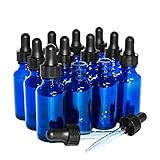 (12 Pack) 1 oz. Cobalt Blue Boston Round with Black Glass Dropper