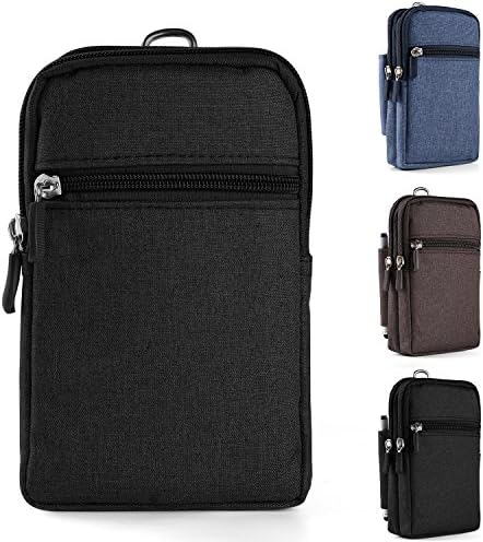 Universal Outdoor Belt Clip Pouch Large Waist Purse for LG G6 V30 / Zone 4 / Aristo 2 / Tribute Dynasty / Huawei P20 / Mate 10 / Nova 2 P10 Plus / Y7 Prime / Honor View 10 (Black)
