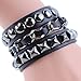 Y-blue Men,women's Alloy Genuine Leather Multilayer Bracelet Bangle Rope Adjustable Cuff 4 Color