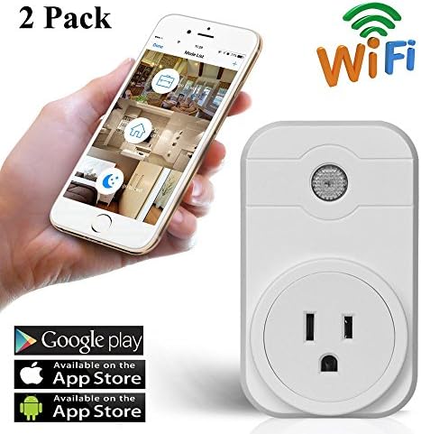 Smart Plug Mini Wireless Switch Socket Wifi Outlet Remote Control Turn ON/OFF Electonic Anywhere with Smart Phone Timing Function Work With Amazon Alexa Google Home No Hub Required GPFATTRY (2PCS)