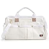 Dickies 20-Inch Durable Canvas Work Bag for Painters, Carpenters, and Builders, Heavy-Duty Zipper, Reinforced Handles, Exterior Pockets, Shoulder Strap, White