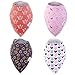 Baby Girl Bandana Bib by Bambinio - Set of 4 High Absorption Bandana Drool Bibs for Girls - Adjustable Size Baby Dribble Bibs - Nickel-Free Snap Closure - Best Newborn Baby Girl Gift