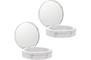 AUTSUPPL 2Pcs Marble Pattern Double Layer Pressed Powder Boxes Empty Makeup Powder Containers Portable