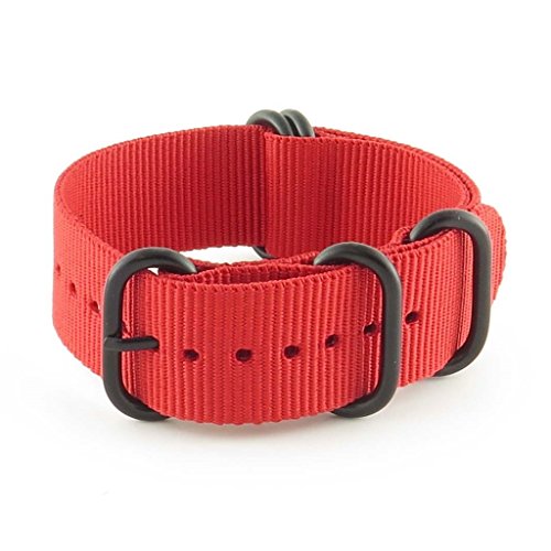 StrapsCo NATO Strap Ballistic Nylon Watch Band w/ 5 Rings in Matt Black
