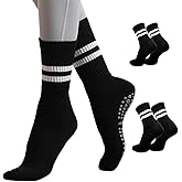 Yoga Pilates Socks Non Slip Socks with Grips for Women Yoga Barre Pilates Ballet Dance Workout Fitnessk Black (2 Pairs)