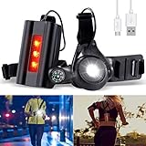SGODDDE New Outdoor Running Lights Night Light, LED Chest Run Light with 500 Lumens 90° Adjustable Beam, Compass & Cemara Base, Safety Back Warning for Camping, Hiking, Running, Jogging, Outdoor