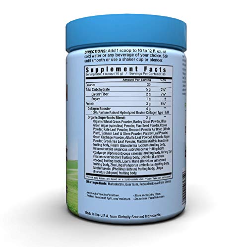 Country Farms Collagen + Greens Dietary Supplement, Energizing Superfoods, 10.6 oz, 30 Servings