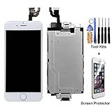 cellphoneage New LCD Touch Screen Replacement With Frame For iPhone 6 4.7 Inch Digitizer Display Full Assembly with Home Button and Camera + Free Tool Kits + Free Screen Protector (White)