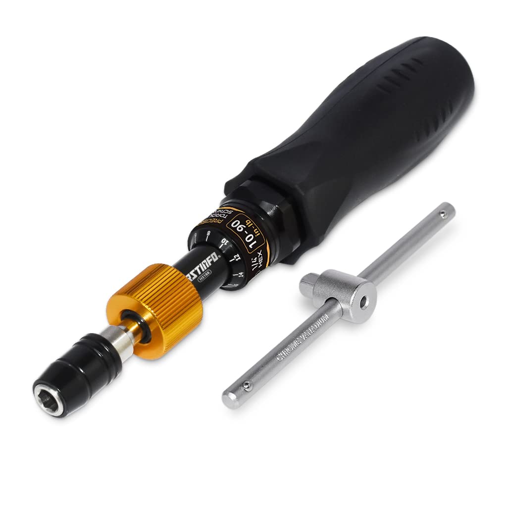 Photo 1 of FIRSTINFO H5188 Precision Certified Limited Torque Screwdriver with 1/4 Inch Universal Hex Bit Holder Quick Release Design, 10-90 in-lbs with Extra T-Handle