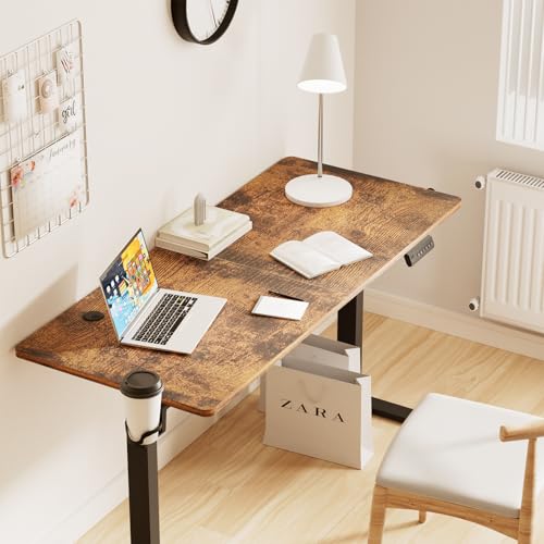 Cakhdry Escritorio elevable,Escritorio Ajustable Altura electrico,160 * 60CM Escritorio,Escritorio de Pie para Oficina en Casa, con Memoria y Soporte Metálico en T (rústicos Vintage)