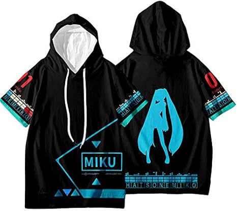 Amazon Spacecraft 初音ミク はつね みく Hatsune Miku 夏用 半袖 Tシャツ アニメ 漫画 アニメのtシャツ カジュアル ジャージ スウェット 大人用 学生用 男性用 女性用 高校生 コットン 通学 黒い ブラック 白い ホワイト M コスプレ 仮装 通販